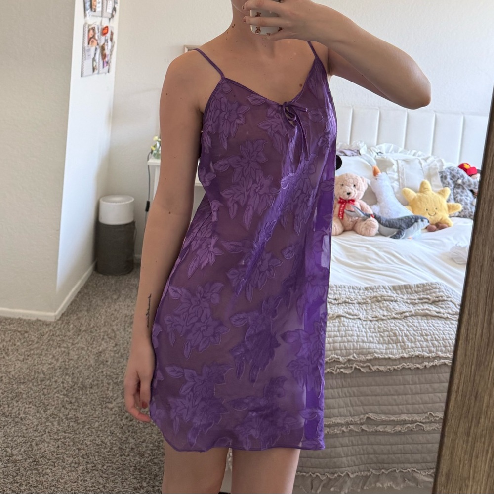 Vintage Purple Sheer Slip Dress